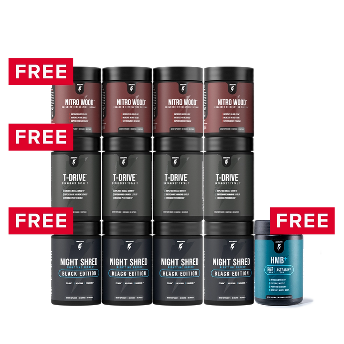 Supercharged Male Stack 3-Month Supply + 1 Stack Free + 1 FREE HMB